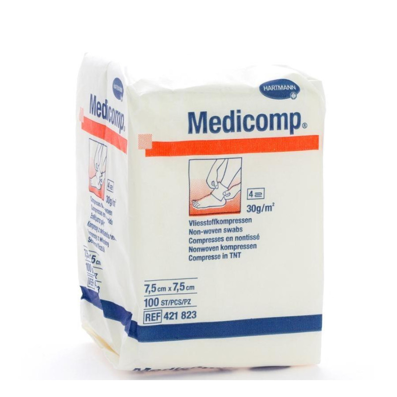 Medicomp non steriles 4 plis 7.5x7.5cm 100