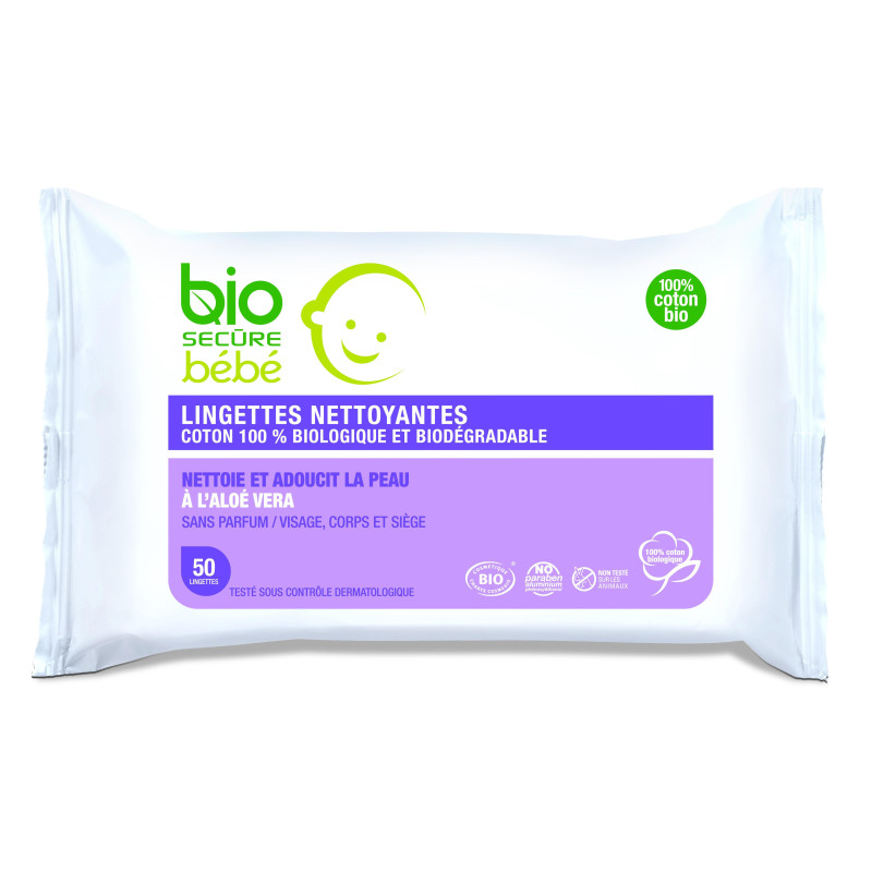Bio secure bb lingettes biodegrad.aloe vera 50
