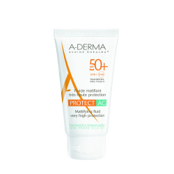 A-derma Protect fluide matifiant peau grasse et acné SPF50+ tube 40ml