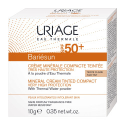 Uriage Bariésun Crème Solaire Minérale Visage Teintée Compacte Spf 50+ Clair 10g