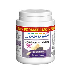 Juvamine Charbon + Levure Format Cure Longue 120 gélules