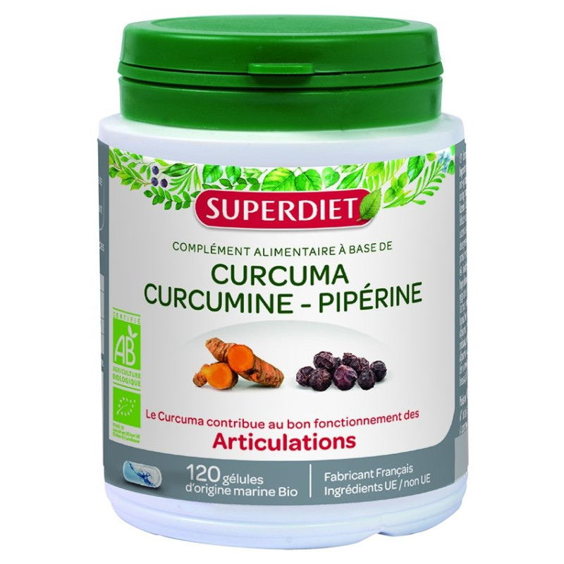 Superdiet Curcuma Curcumine Pipérine 120 Gélules