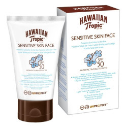 Hawaiian Tropical Sensitive Skin Face Lotion Solaire Pour le Visage SPF50 60ml
