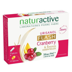 Naturactive Urisanol Flash Cranberry & 5 Huiles Essentielles 10 gélules + 10 capsules 
