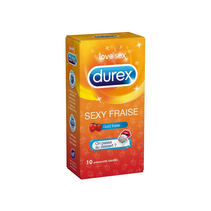 Durex Sexy Fraise 10 préservatifs lubrifiés