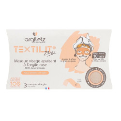 Argiletz Textilit Zen Masque Visage Apaisant à l'Argile Rose 3 masques