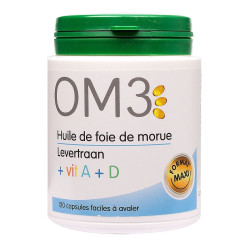 OM3 Huile de Foie de Morue Vitamine A + D  120 capsules 
