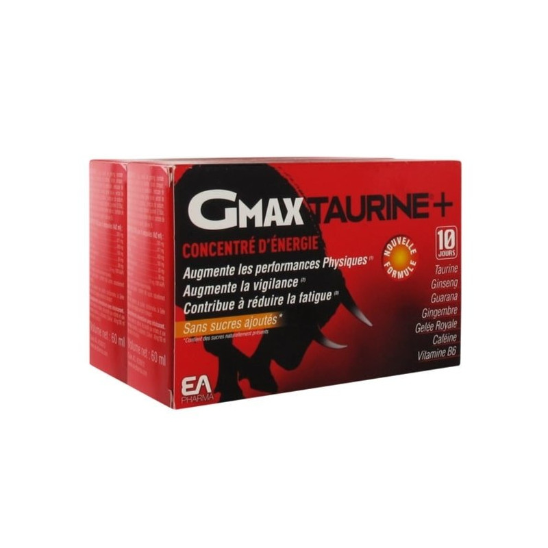 EA Pharma Duo Pack Gmax Taurine+ Concentré d'Energie 30 ampoules de 2ml