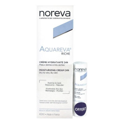 Noreva Aquareva  Crème Hydratante 24H 40ml + Stick Lèvres 3,6g OFFERT