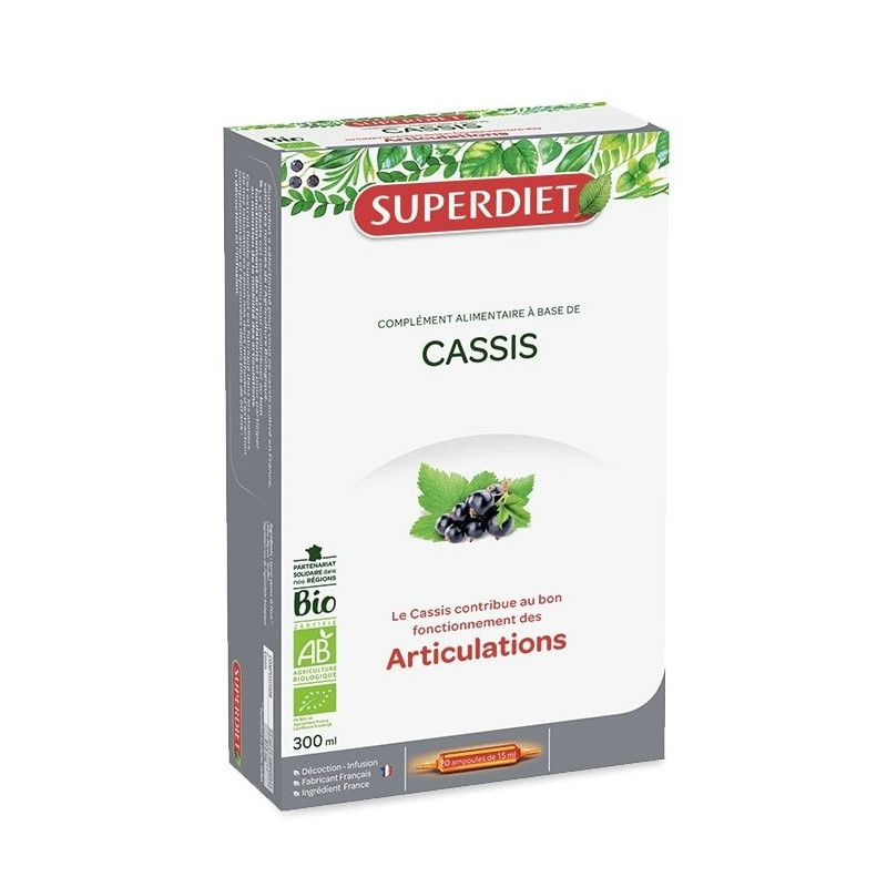 Superdiet Cassis Bio 20 ampoules de 15ml