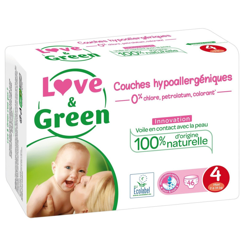Love & Green Couches Hypoallergéniques Taille 4 - 46 couches