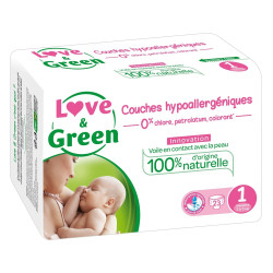 Love & Green Couches Hypoallergéniques Taille 1 - 23 couches