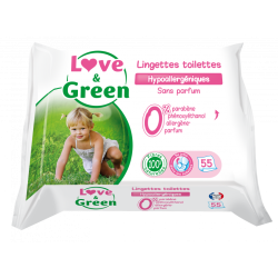 Love & Green Lingettes Hypoallergéniques Toilettes 55 pièces