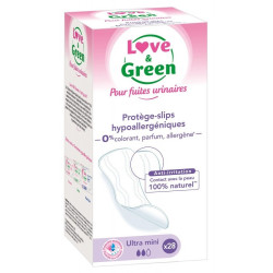 Love & Green Protège-Slips Hypoallergéniques Incontinence Ultra Mini 28 pièces