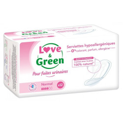 Love & Green Serviettes Hypoallergéniques Incontinence Normal 12 pièces