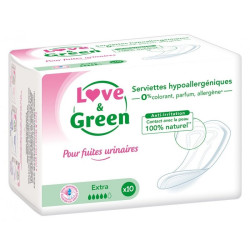 Love & Green Serviettes Hypoallergéniques Incontinence Extra 10 pièces