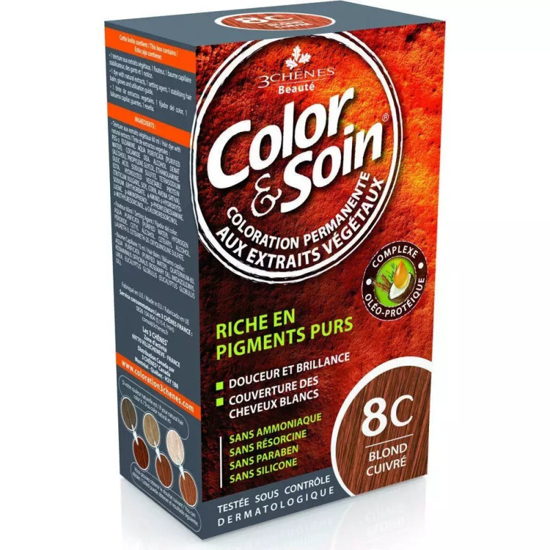 Les 3 Chênes Color & Soin Coloration Permanente 8C Blond Cuivré 60ml
