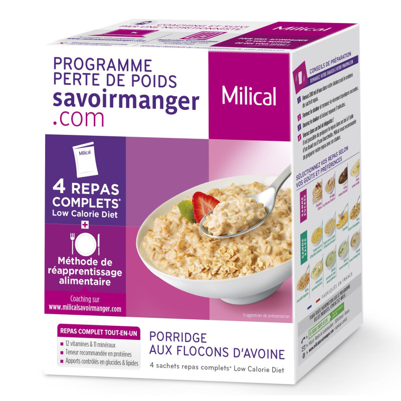 Milical Programme Perte de Poids Porridge aux Flacons d\'Avoine 4 sachets