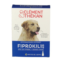 Clément Thékan Fiprokil 268mg Grands Chiens 4 pipettes
