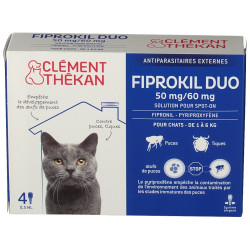 Clément Thékan Fiprokil Duo 50mg/60mg Chat 4 pipettes