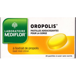 Mediflor Oropolis Pastilles Miel Citron Sans Sucre 20 pastilles