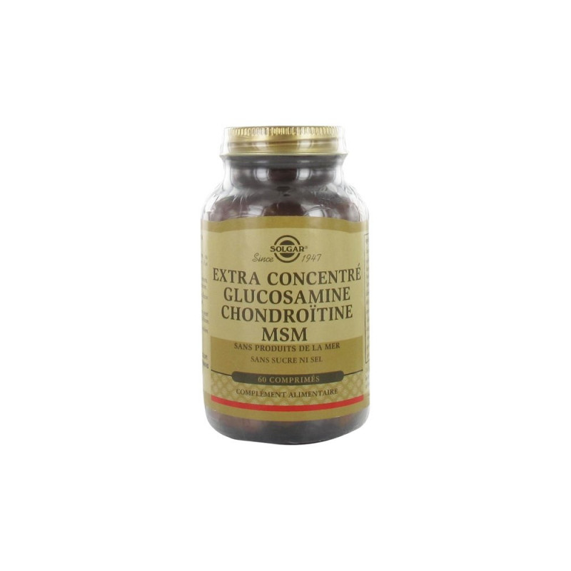 Solgar Extra Concentré Glucosamine Chondroïtine MSM 60 comprimés