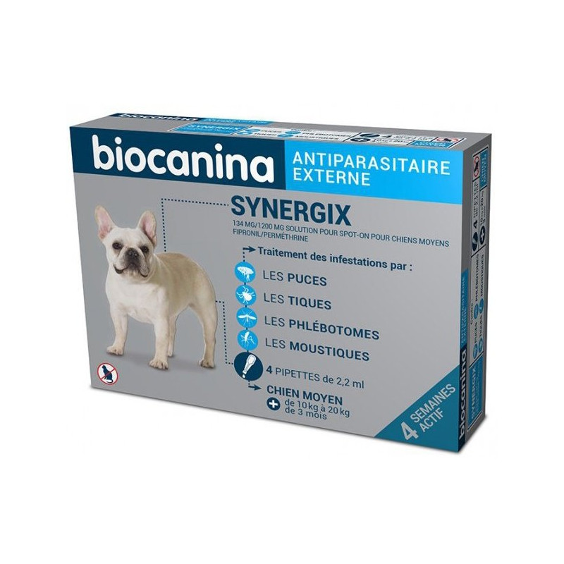 Biocanina Synergix Moyen Chien 10 à 20kg 4 pipettes