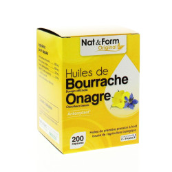 Nat & Form Huile de Bourrache Onagre 200 capsules