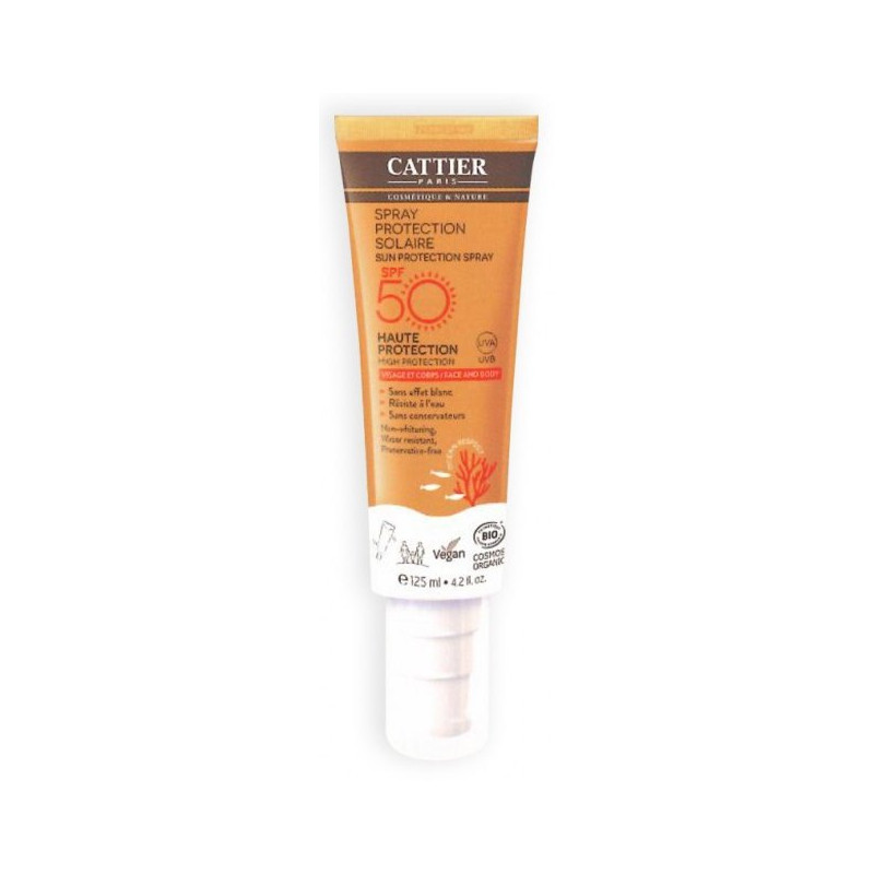 Cattier Spray Protection Solaire Visage & Corps SPF50 125ml