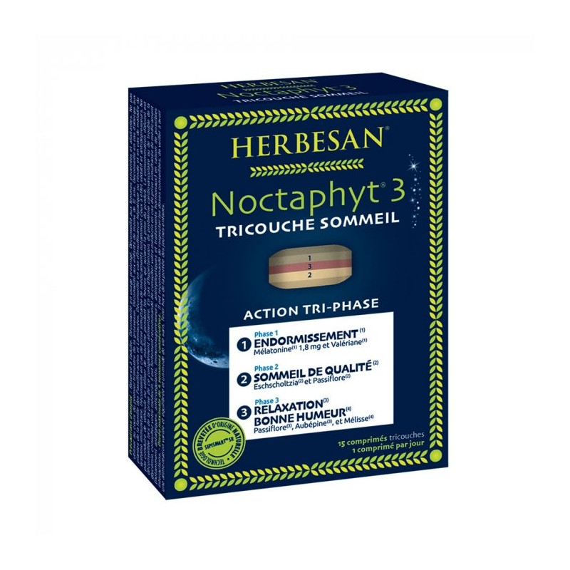 Herbesan Noctaphyt 3 Tricouche Sommeil 15 comprimés