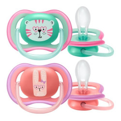Avent Sucettes Ultra Air Tigre Lapin 18 mois+ 2 pièces