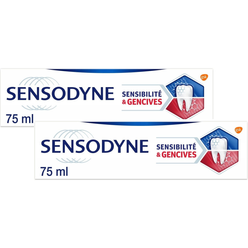 Sensodyne Dentifrice Sensibilité & Gencives Menthe Fraîche Lot de 2x75ml 
