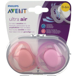Avent Sucettes Ultra Air Mixed Rose / Rouge 0 mois+ 2 pièces