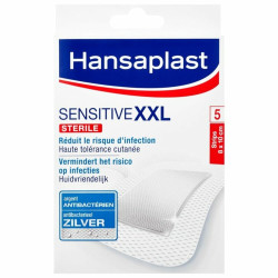 Hansaplast Sensitive XXL 8cm x 10cm Silver Stérile 5 strips