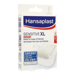 Hansaplast Sensitive XL 6cm x 7cm Silver Stérile 5 strips