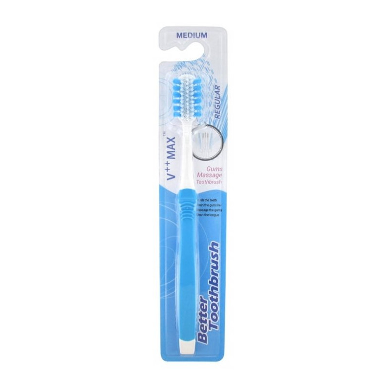 Better Toothbrush Regular V++ Max Brosse à Dents Médium Bleu