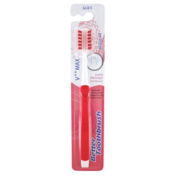 Better Toothbrush Regular V++ Max Brosse à Dents Souple Rouge
