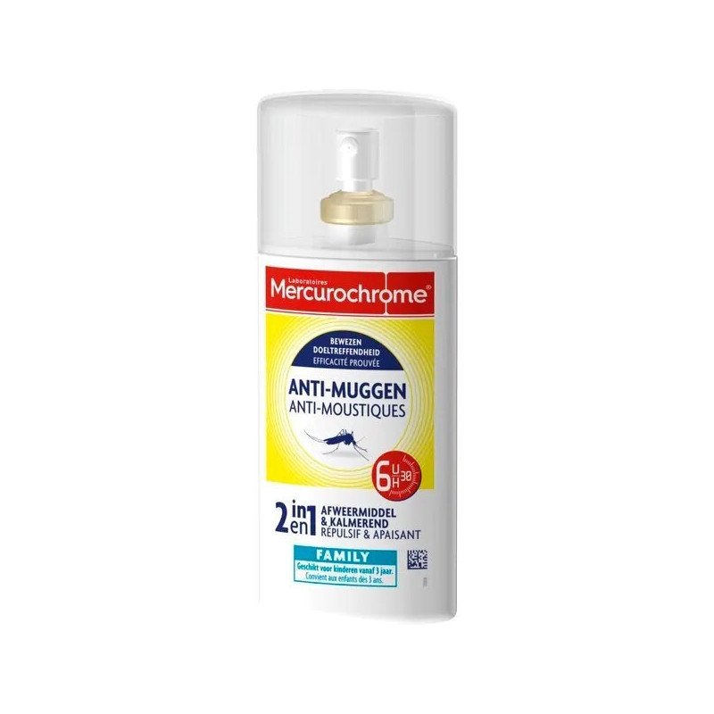 Mercurochrome Anti-Moustiques Spray 2 en 1 Répulsif & Apaisant 6H30 100ml