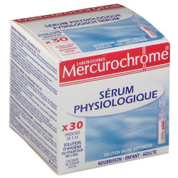 Mercurochrome Sérum Physiologique 30 unidoses de 5ml
