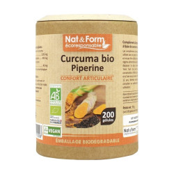 Nat & Form Ecoresponsable Curcuma Pipérine Confort Articulaire Bio 200 gélules