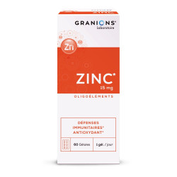 Granions Zinc 15mg Oligoéléments Défenses immunitaires Antioxydant 60 gélules