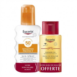 Eucerin Sensitive Protect Spray Solaire SPF50+ 200ml + pH5 Huile de Douche 100ml OFFERTE