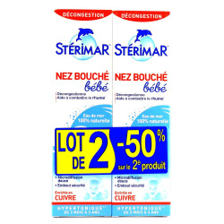 Stérimar Bébé Enfant Pack Nez Bouché Spray Hypertonique 2x100ml