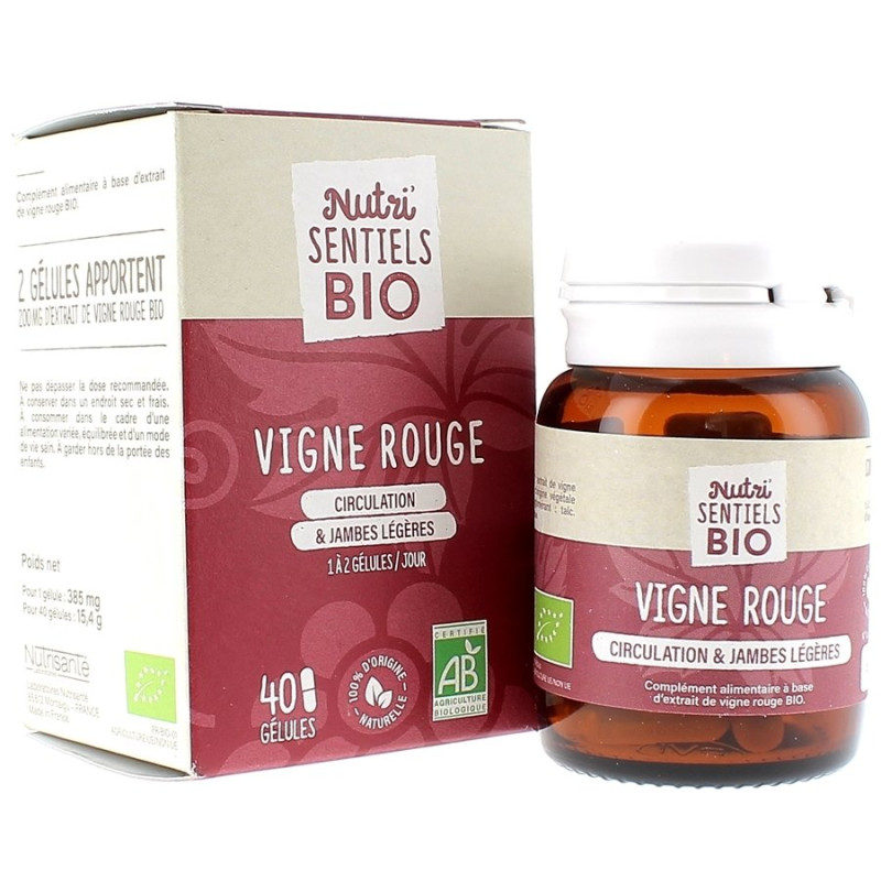 Nutrisanté Nutri'Sentiels Bio Vigne Rouge 40 gélules