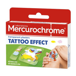 Mercurochrome Pansements Transparents Effet Tattoo 12 pièces