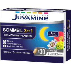 Juvamine Sommeil 3 en 1 Mélatonine + Plantes 30 comprimés à sucer