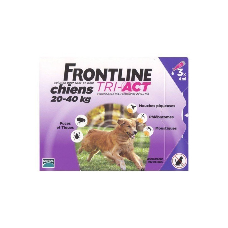 Frontline Tri-Act Chiens 20 à 40 Kg x 3 Pipettes 4ml