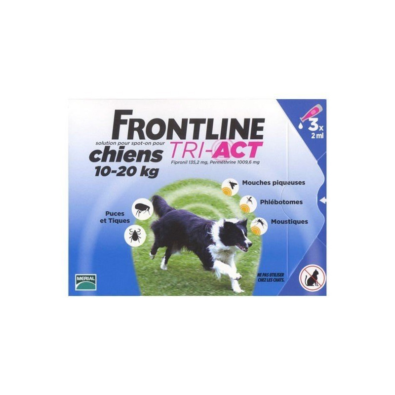 Frontline Tri-Act Chiens 10 à 20 Kg x 3 Pipettes 2ml