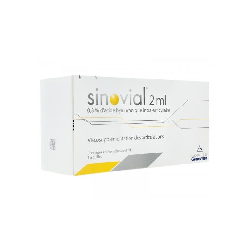 Sinovial 0,8% Acide Hyaluronique Intra-Articulaire 3 seringues de 2ml
