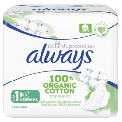 Always Serviettes Cotton Protection Normal Plus 12 pièces